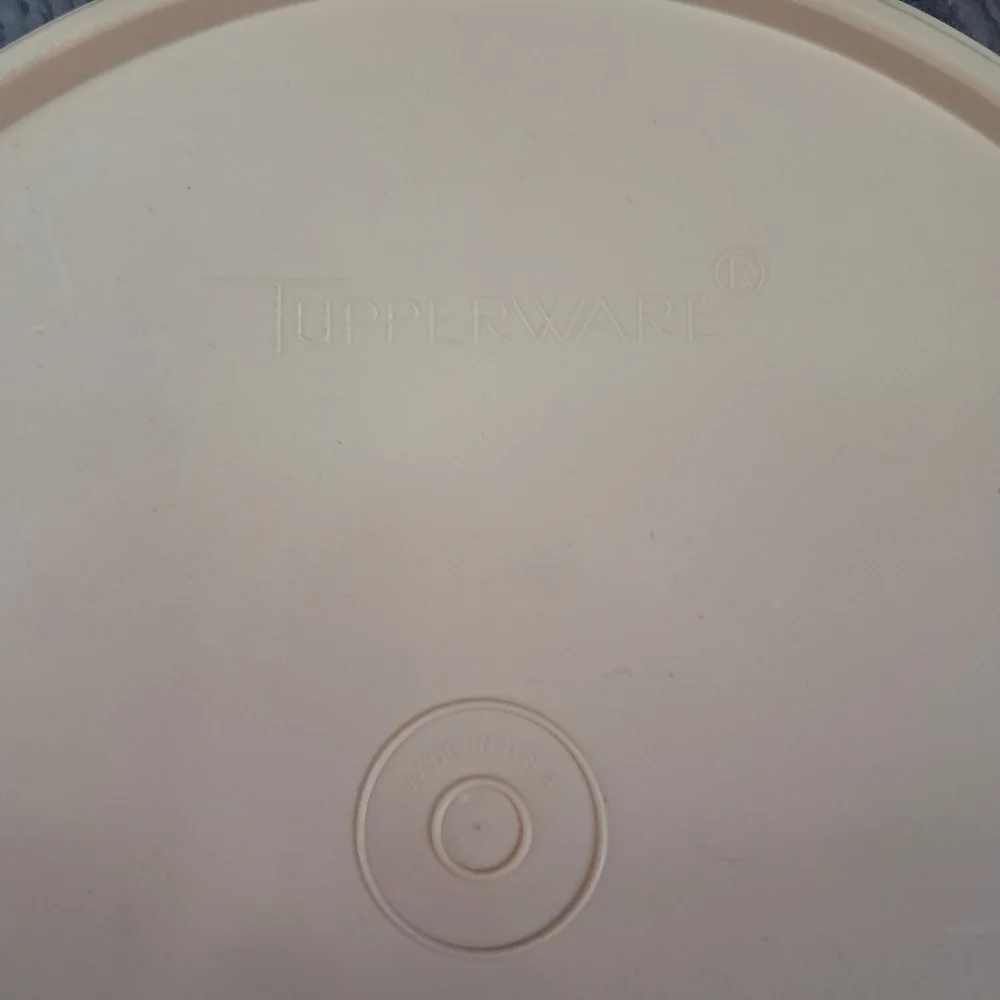 Vintage Tupperware White Suzette Divided Relish Serving Tray With Tan Lid